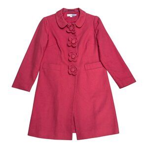BODEN Luxury Designer Floral Button Business Casual Pink Trench Jacket Womens 6P